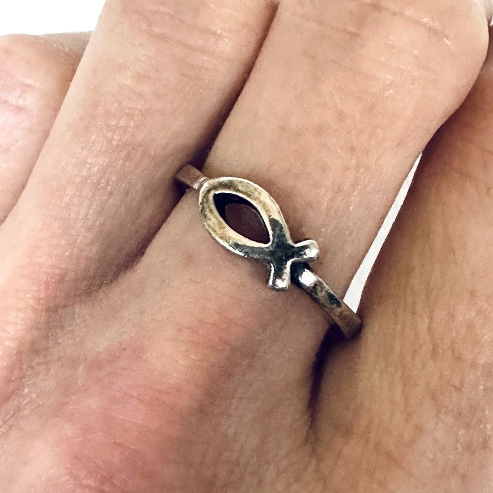 James Avery Retired 925 Silver Ichthus Christian Fish Ring